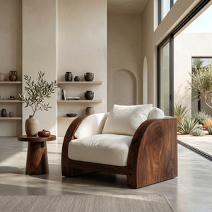 Minimalist Curved Frame Armchair For Contemporary Home