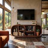 Modern Curved TV Stand For Open Living Interior