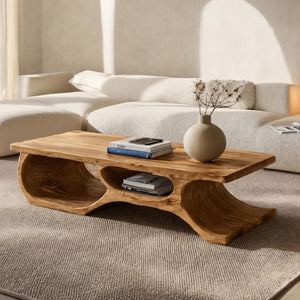Organic Coffee Table Open Shelf Design For Living Room