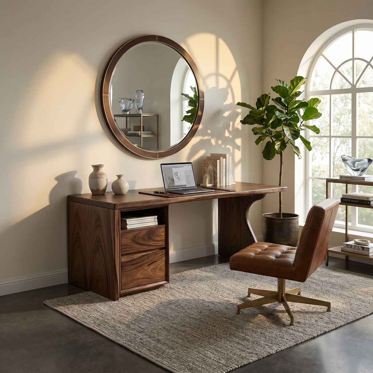 Contemporary Laptop Desk With Side Storage For City Apartment Office