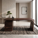 Modern Carved Desk Curved Leg With Drawer Cabinet For Workspace
