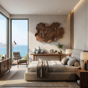 Abstract Wooden Wave Wall Art For Contemporary Living Room