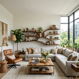Handcrafted Sculptural Wooden Bookshelf For Living Room Decor