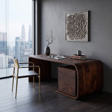 Mid Century Wooden Desk With Integrated Drawer For Home Study