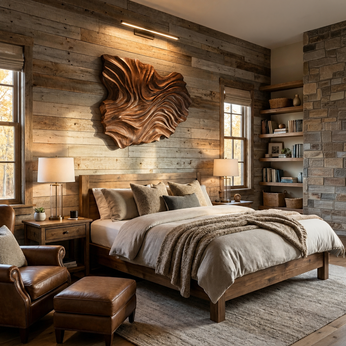 Handcrafted Wooden Wave Wall Art For Contemporary Bedroom Wall
