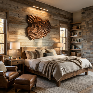 Handcrafted Wooden Wave Wall Art For Contemporary Bedroom Wall