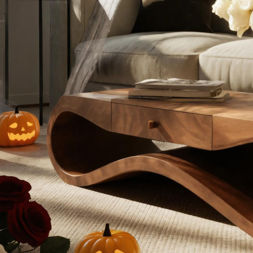 Rustic Halloween Sculptural Wood Coffee Table For Living Room Or Office