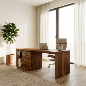 Quiet Luxury Wooden Desk With Storage For Home Office