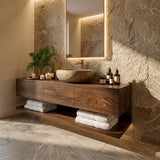 Mid Century Wooden Floating Bathroom Vanity For Bathroom