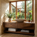 Minimalist Natural Wood Wall Mounted Bathroom Vanity For Bathroom