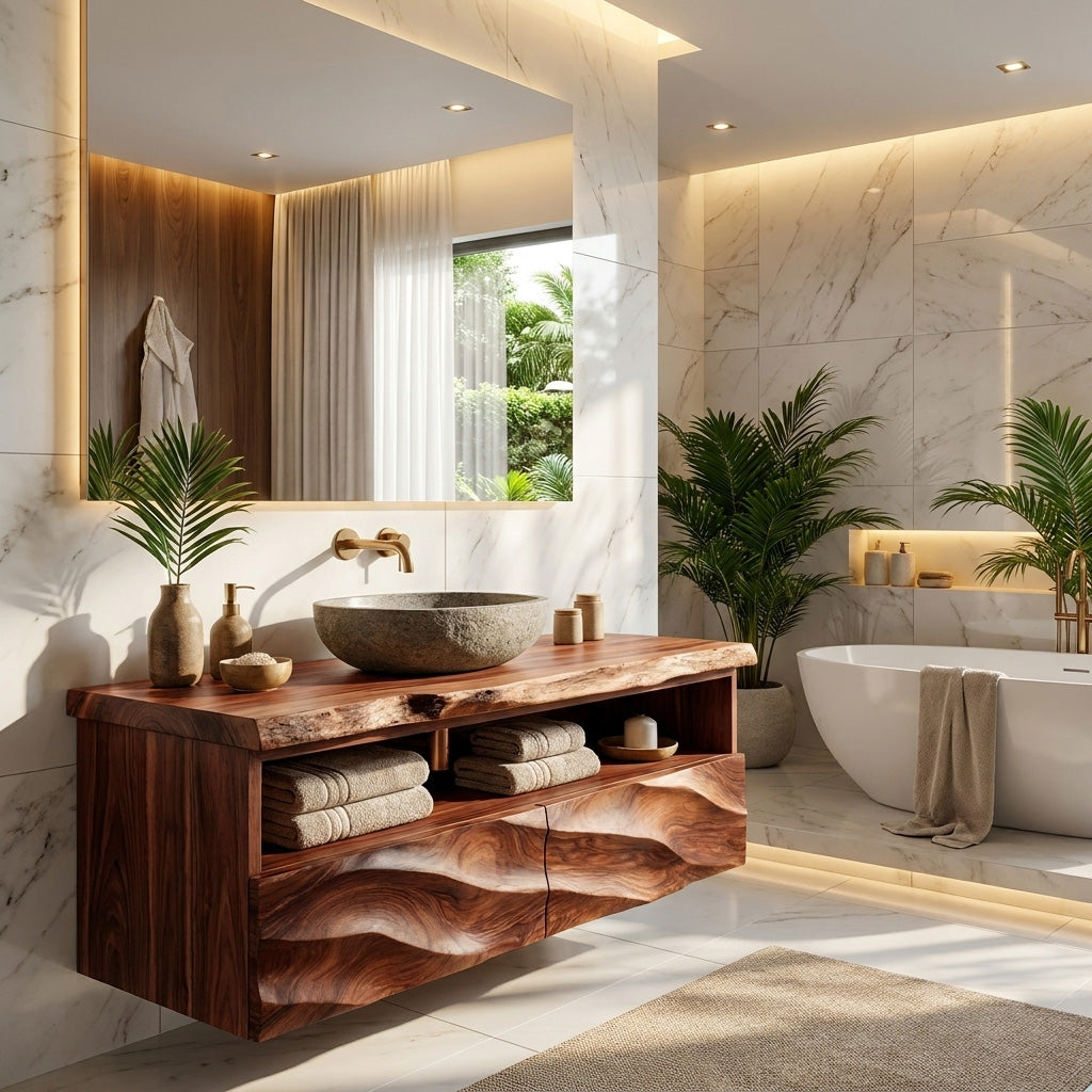 Minimalist Floating Wooden Bathroom Vanity For Bathroom