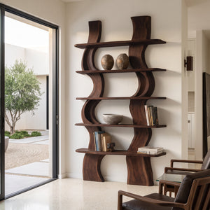 Organic Carved Shelf Storage Display For Home Office