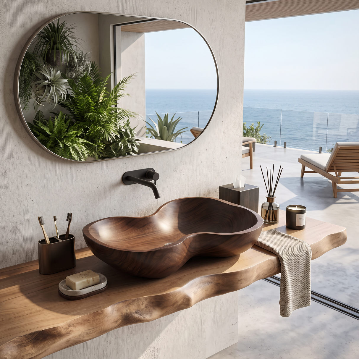 Rustic Wooden Vessel Sink For Eco Friendly Bathroom Look
