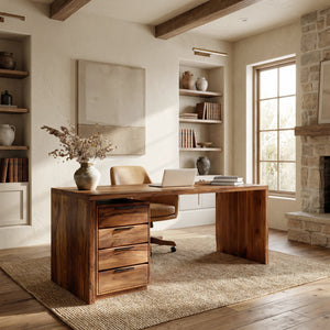 Modern Contemporary Wooden Desk With Drawers For Home Office