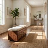 Minimal Wooden Storage Bench For Bedroom Foot Area