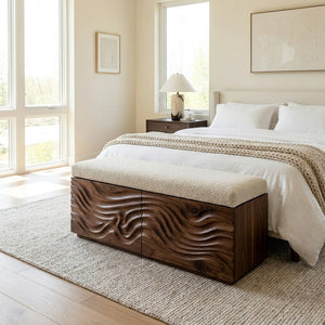 Elegant Wooden Hidden Storage Bench For Bedroom Interior