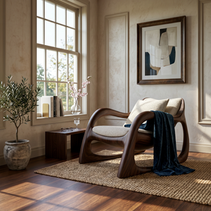 Biophilic Organic Accent Chair Tropical Sunroom
