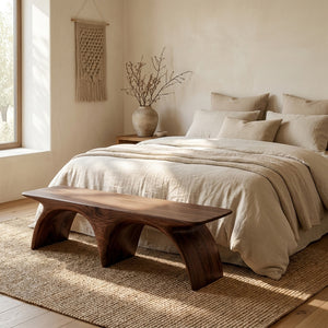 Modern Organic Wooden Sculptural Bench For Living Room