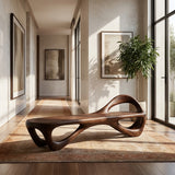Contemporary Wooden Bench With Unique Form For Living Space