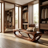 Organic Wood Bench With Hollow Base For Living Room