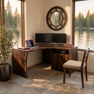 Modern Corner Desk With Cabinet Storage For Home Office