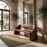 Minimalist Wooden Bench With Backrest For Living Room