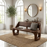 Modern Natural Wood Statement Seating Bench For Living Room