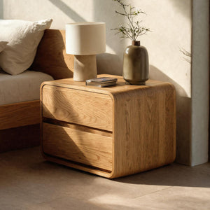 Modern Nightstand With Rounded Edges For Bedroom