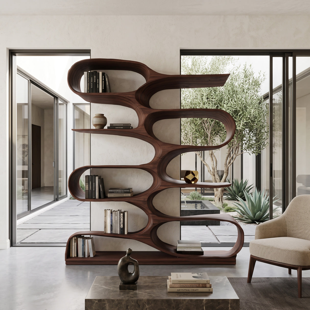 Organic Living Room Bookshelf For Home Decor