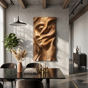 Sculpted Female Face Wood Wall Art Luxury Reading Room Decor