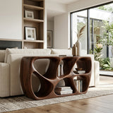 Elegant Wood Console Table With Open Storage For Living Room