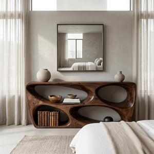 Organic Natural Wood Console Table For Behind Sofa Area