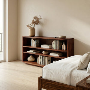 Minimal Natural Wood Console Table For Living Room Storage