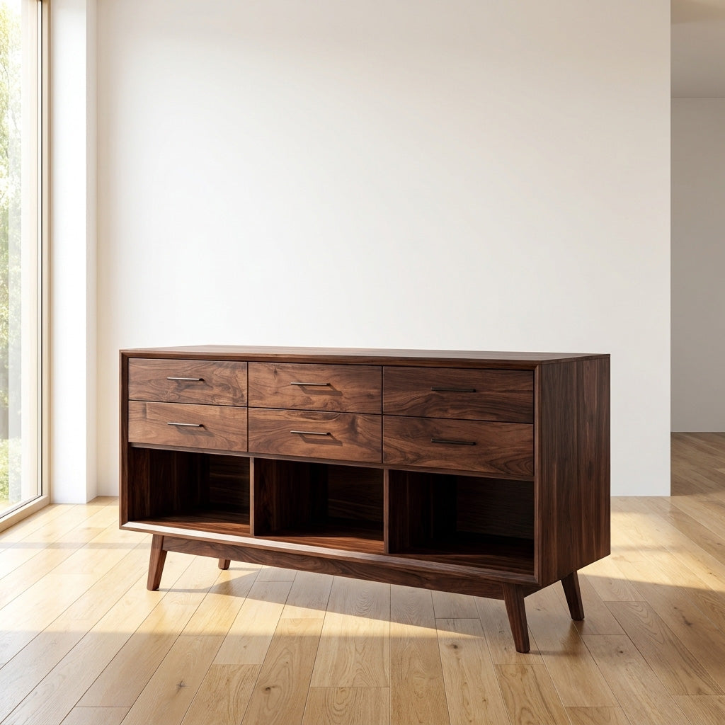 Modern Wooden Console Table With Open Shelf For Entryway
