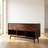 Modern Wooden Console Table With Open Shelf For Entryway