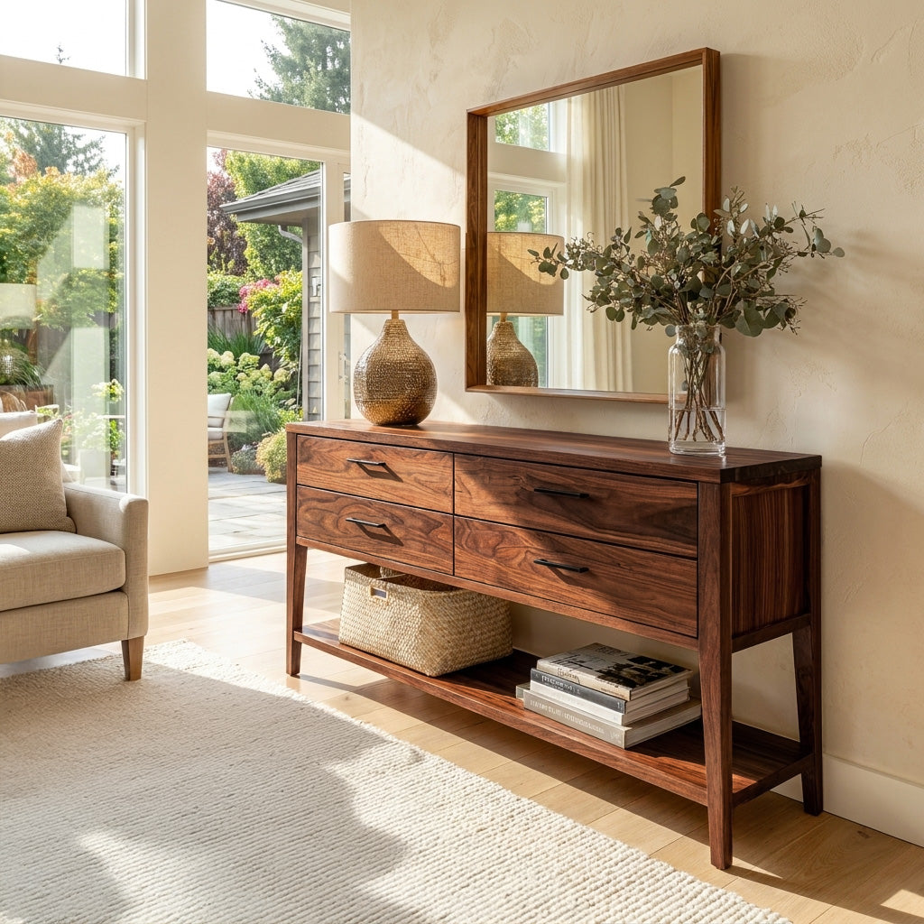Modern Wood Console Table With Storage For Hallway Styling