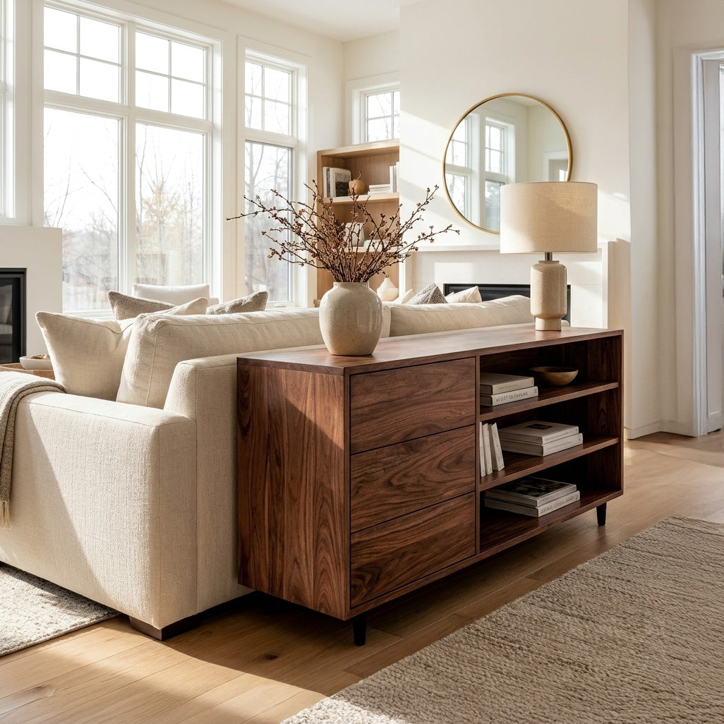 Elegant Natural Wood Console Table For Small Living Room