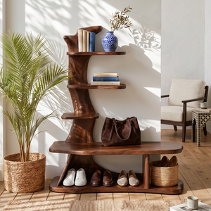 Rustic Shoe Storage Rack For Farmhouse Mudroom Entryway Corner