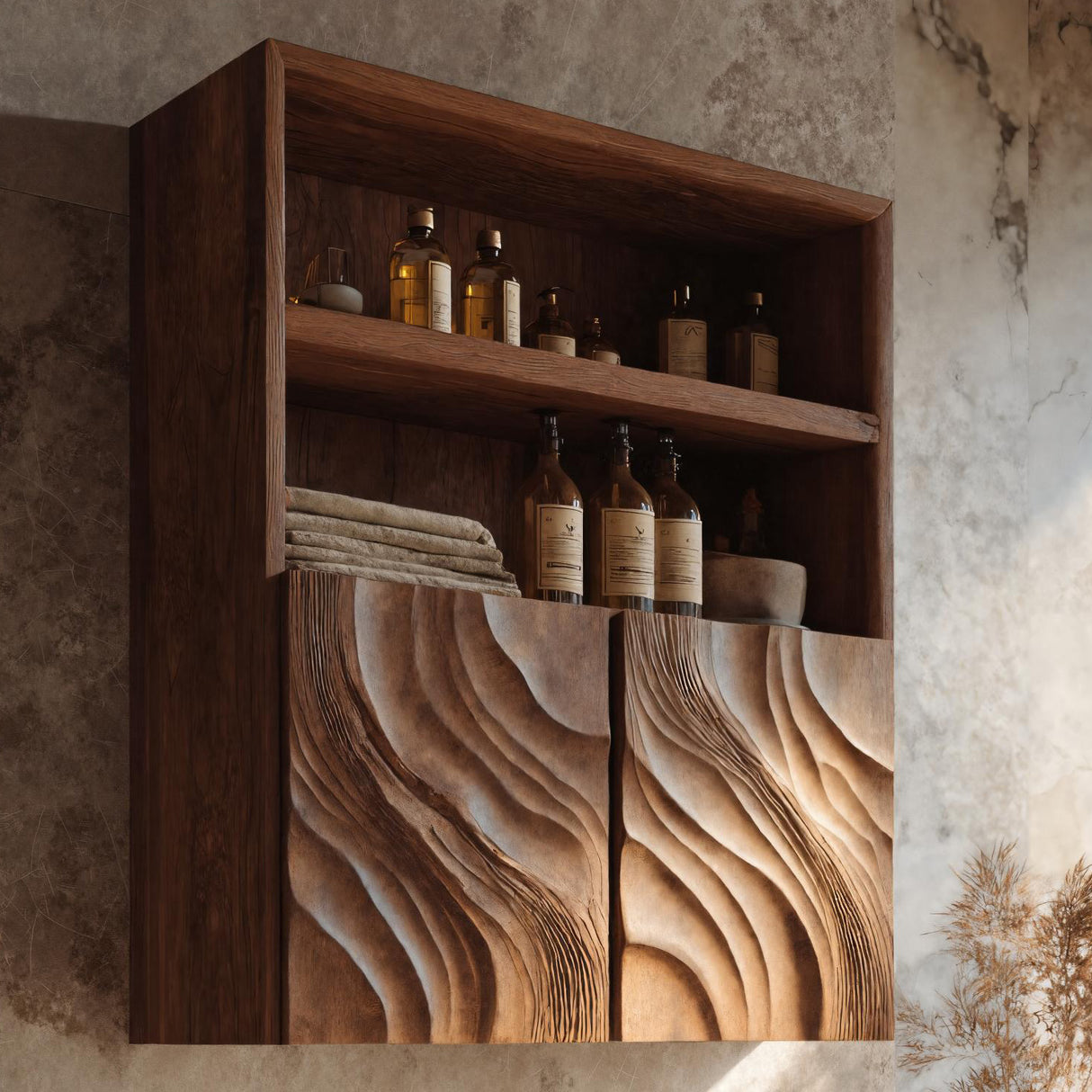 Contemporary Bathroom Cabinet Open Shelf Design For Bathroom