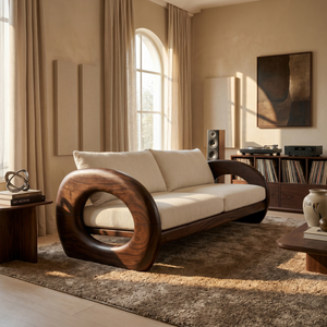 Tropical Organic Wooden Sofa Resort Lounge Space