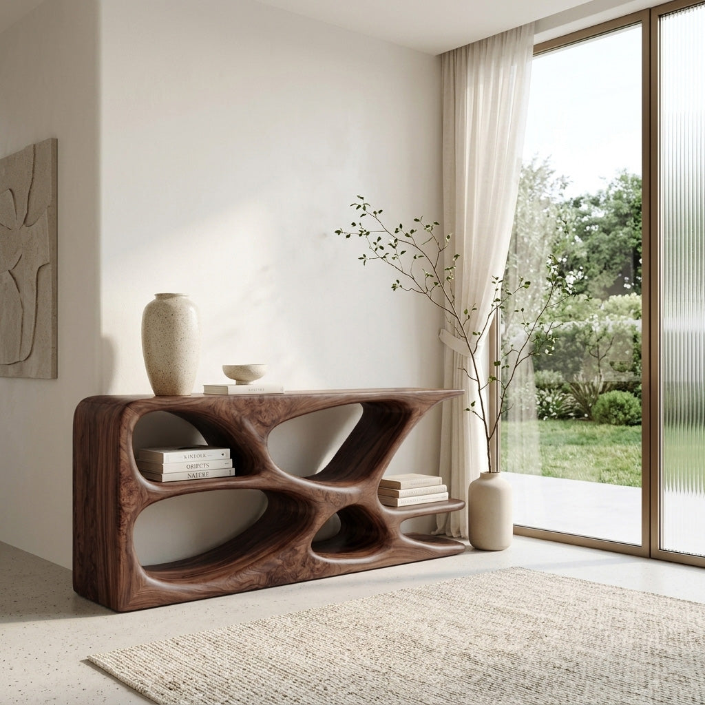 Minimalist Natural Wood Console Table For Living Space