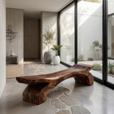 Contemporary Natural Wood Outdoor Bench For Modern Backyard Space
