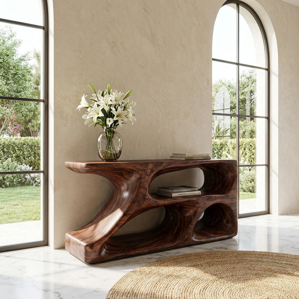 Organic Natural Wood Console Table For Statement Home