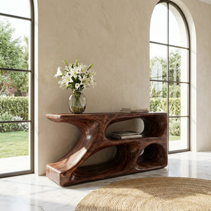 Organic Natural Wood Console Table For Statement Home