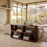 Minimalist Sculptural Wood Console Table For Living Room
