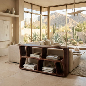 Minimalist Sculptural Wood Console Table For Living Room
