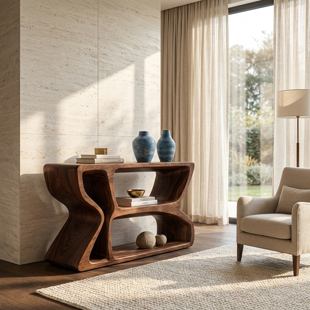 Modern Natural Wood Console Table For Living Room Storage