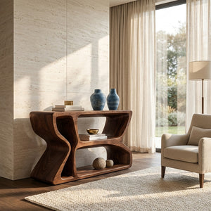 Modern Natural Wood Console Table For Living Room Storage