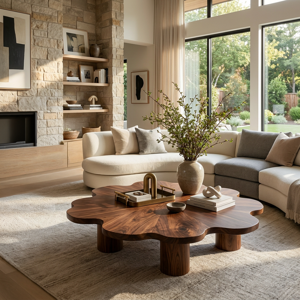 Organic Live Edge Coffee Table For Contemporary Home