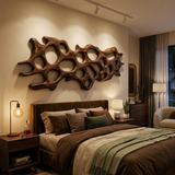 Organic Wall Art Sculpture With Abstract Carving For Living Room